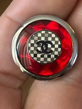 Red and Silver CC Cuff Link